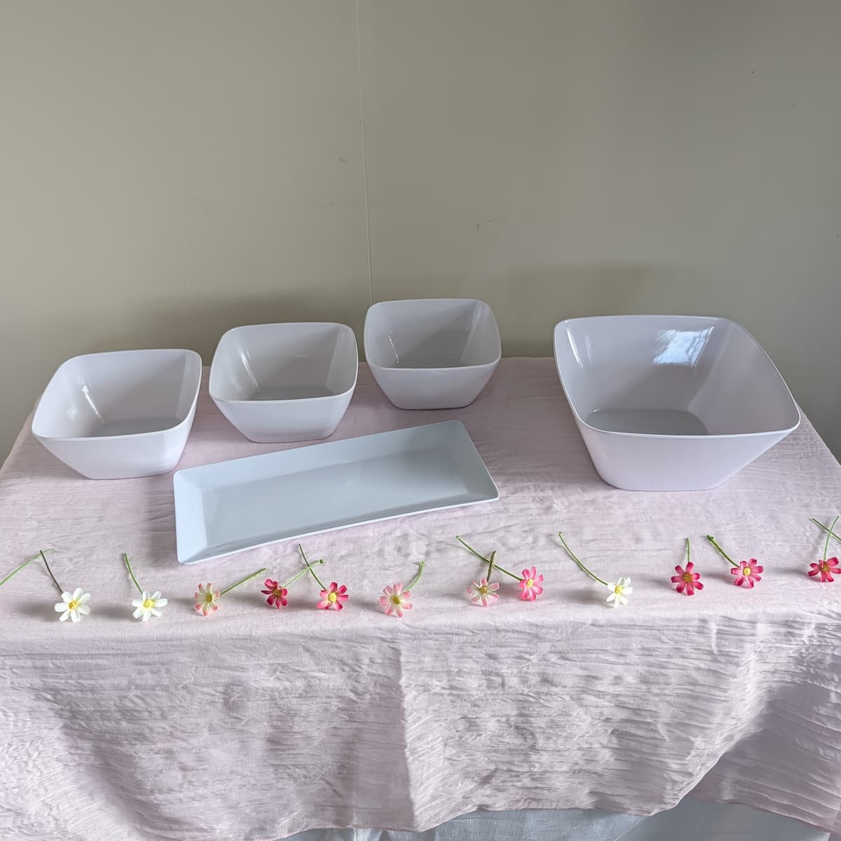 White Melamine Serving Set